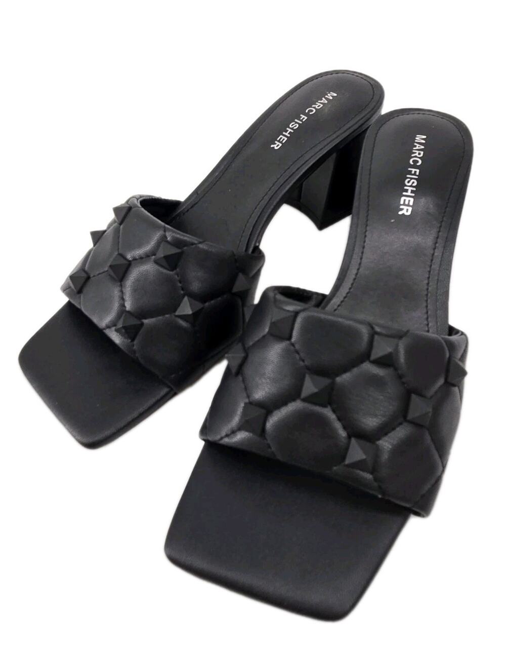 Mark Fisher Gasella Quilted Spiked Heel Slip On Black Shoe Sz 8 M